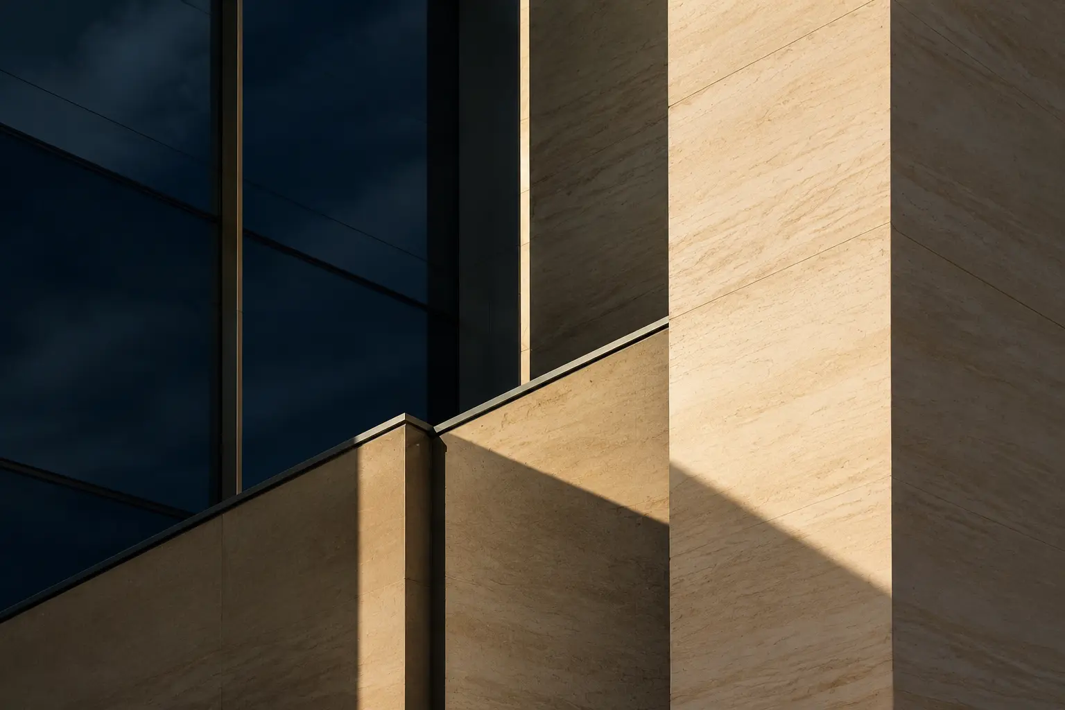Abstract detail of sandstone and glass architecture